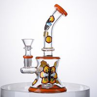 Wholesale 7 Inch Bee Styles Hookahs Mini Water Pipes Small Oil Dab Rigs mm Joint Glass Beaker Bongs With Bowl