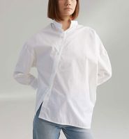 Wholesale Women s Blouses Shirts BOP White Classic Noma shirt high Collar with Irregular Button up Oversized TOP Blouse Fashion GOOD QUALITY BLOUSE SHIRTS YG6T