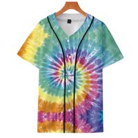 Wholesale Men s T Shirts Novelty Men Women Short Sleeve T Shirts D Tie Dye Baseball Shirt Colorful T shirt Fashion Brand XL Tops Clothes