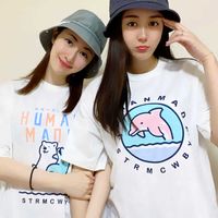 Wholesale Men and women human made Reo Sano joint couple short sleeved polar bear dolphin popsicle T shirt