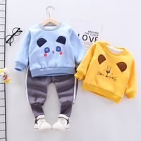 Wholesale Kids Winter Clothes Set Warm Boys Clothing Suit Baby Girl Cartoon Parkas Sweatshirt Pants Outfits Years