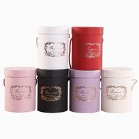 Wholesale Hat Boxes Round Floral Flower Packaging Paper Bag Gift Storage Box Florist Bouquet With Lid Lanyard Wrap