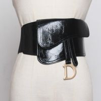 Wholesale Black Leather Waist Belt Women Fashion D Buckle Pu Oil Seal Ladies Elastic Stretch Dress Decorative Belts