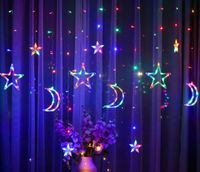 Wholesale LED Fairy Lights Garland Curtain Icicle Star Moon String Lights V V Christmas Lights Festoon Led Light Garland on Window