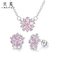 Wholesale Creative Cherry Blossom Zircon Set Necklace Gift Micro Inlaid Jewelry Flower Batch MCBZ719