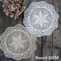Wholesale Round Vintage Cotton Lace Doily Crochet Placemat Crafts Cup Coffee Table Mats Kitchen Christmas Wedding Home Decor Pads