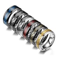 Wholesale Fashion MM Stainless Steel Rings Men Quality Engagement Retro Vintage Ring Dragon Tattoo Jewelry Wedding Ornament