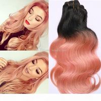 Wholesale Indian Dark Root Ombre Hair Extensions bundles B Rose Gold Ombre Human Hair Two Tone Body Wave Hair Weft