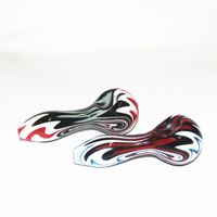 Wholesale Mini Pyrex Glass Oil Burner Pipe Smoking Beautiful Colored Glas Spoon Hand Pipes Inch Silicone dab rig bong dabber tools