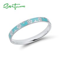 Wholesale Trendy Bangle For Woman Fancy Blue Flower Bracelet Sparkling Crystals Party Fashion Jewelry HANDMADE Enamel