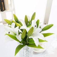 Wholesale 1pc Real Touch Lily Artificial Silk Flowers Branch Plants Wedding Party Home Table Decor Simulation Fake Flower Decorative Wreaths