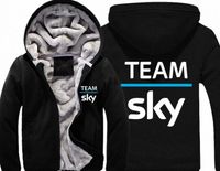 Wholesale Team Sky Pro Cycle Thick Fleece Mens Outwear Big Yards Cotton Hoodie Coat Jacket Parkas Warm k61g