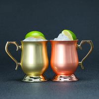 Wholesale Wine Glasses ml Stainless Steel Copper Plating Moscow Mule Cup Mini Metal Cocktail Glass Rose Gold Donkey Mug Bar Party Drinkware