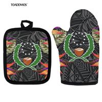 Wholesale Polynesian Tribal With Pohnpei Design Kitchen Microwave Gloves Sets Of Insulation Pads Machine Washable Potholders For Oven Mitts