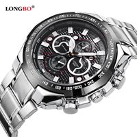 Wholesale Wristwatches Longbo Military Men s Stainless Steel Band Sport Quartz Watches Dial Clock For Men Male Gifts Leisure Watch Relogio Masculino