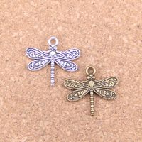 Wholesale 75pcs Antique Silver Bronze Plated dragonfly Charms Pendant DIY Necklace Bracelet Bangle Findings mm