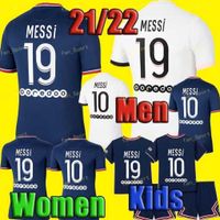 Wholesale MESSI Football Jersey MESSI Men Adult Home Blue Soccer Jersey Kids Kit Away White Uniform Women