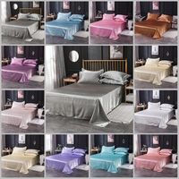 Wholesale Luxury Satin Silk White Flat Sheet Silky Queen King Bed Sheets For Women Men Y200417 T2