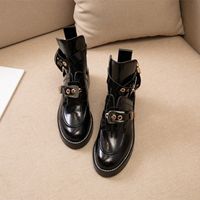 Wholesale Designer womens cool boots cowhide classic black luxury ankle metal leather thick heel fashion womenss Martin boot size3 color matching