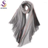 Wholesale Scarves Winter Ladies Gradient Gray Ring Cashmere Scarf Shawl Printed Natural Pure Women Hijabs NecK Wool Long Scarves1