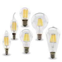 Wholesale LED Filament Dimmable C35 Candle Bulb W W W E14 Bulbs Light V V Clear Glass Crystal Chandeliers Pendant Floor Lights Edison lamp