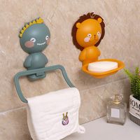 Wholesale Towel Racks Cute Animal Wall Mounted Soap Holder Dish Cartoon Plastic Kids Rack Space Saver Bathroom Accessories Organizer