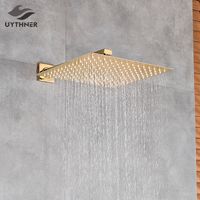Wholesale Gold Polish Square Rainfall Shower head Bathroom Ultrathin Rain Shower Head with Shower Arm Faucet Accessories Wall