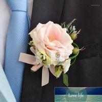 Wholesale Wedding Flowers Wedding Best Man Rose Boutonniere Branches Mix colors Corsage Pin Groom Rose Groomsman Party Prom1 Factory price expert design Quality Latest Style