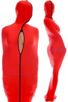 Wholesale Red Lycra Spandex Mummy Costumes Sleeping Bag With internal Arm Sleeves Unisex Suit Body Bags Sleepsacks Catsuit Costume Full Outfit Front Extra Long Zipper P018