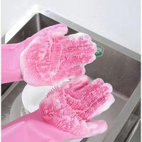 Wholesale Magic Silicone Dishwashing Scrubber Dish Washing Sponge Rubber Scrub Gloves Kitchen Cleaning Pair Five Fingers