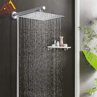 Wholesale Quyanre Chrome Rainfall Shower Faucet Wall Mount Bathroom System Ultrathin Head Arm Hose Kits