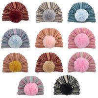 Wholesale Baby Kids Winter Confetti Knitted Turban Hat Muslim Hijab Indian Style Pom Pom Beanie Caps Boys Girls Knit Hair Loss Head Wrap Chemo Headwear Earmuffs G118PN95