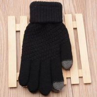 Wholesale Five Fingers Gloves Full Finger Motocycle Ski Solid Knit Wool Man Women Winter Keep Warm Mittens Furring Knitted Glove Elastic