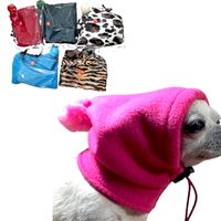 Wholesale Dog Warm Hat Pure Color Pet Cap With Small Hair Ball Dog Apparel Hats Drawstring Adjustment Winter Casual Leopard Print Pets Headgear Q2