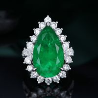 Wholesale Zhenrong Wedding Engagement Ring Jewelry Inlaid Pear Shaped Emerald NFQK