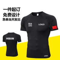 Wholesale Personal Trainer Work Clothes Custom Printed Logo Tights Short Sleeve Mens Sport T shirt Training Quick Drying Workout Clothes Soccer Jersey