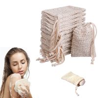 Wholesale Soap Bag for Shower Scraps Save Soaps Exfoliator Sponge Pouch Massage Natural Fiber Foam Maker Net Bags XBJK2105
