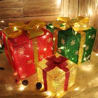 Wholesale Gift Wrap Christmas Decoration Led Boxes Tree Ornaments Luminums Art Home Porch Outdoor Mall Year Decorations