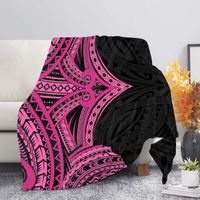 Wholesale Blankets Factory Price Lightweight Flannel Blanket For Baby Polynesian Black Background With Pink Tribal Print Throw King Size