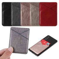 Wholesale Universal Stick On Phone Card Holder PU Leather Mini Secure Wallet Self Adhesive Business Cover Inserting Case Pocket