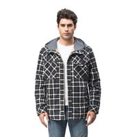 Wholesale Men s Jackets Winter Outdoor Casual Vintage Long Sleeve Plaid Flannel Button Shirt Jacket With Hood RST