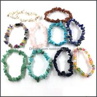 Wholesale Beaded Strands Bracelets Jewelry Mticolor Broken Natural Stone Beaded For Women Healing Crystal Quartz Elasticity Wristband Mens Fashion Gi
