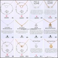 Wholesale Pendant Necklaces Pendants Jewelry Dogeared With Gift Card Circle Pearls Horseshoe Compass Lotus Flower Gold Sier Chainwomen Fashion Drop