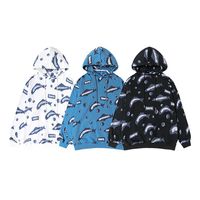 Wholesale Sakhara society men s spring and autumn style high street tide brand shark full print loose casual boys Hoodie fashion women