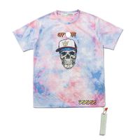 Wholesale Off White Chao Brand Ow Tie Dyed Skull Print Short Sleeve T shirt for Men and Women
