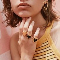 Wholesale Female cute Couple Rings Women s Fashion Wedding Alloy Drop Oil Love heart Ring Gifts For Women Girls Party Jewelry
