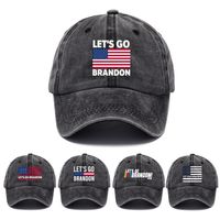 Wholesale U S A Party Hats Let s go Brandon wash print baseball cap grey Festive dad cap T2I53011