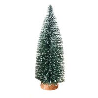 Wholesale Christmas Decorations Mini Frosted Tabletop Pine Tree With Wood Base Home Party Decoration Ornaments cm q6