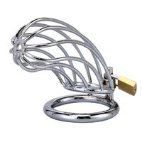 Wholesale Bondage Male Chastity Devices Stainless Steel Cock Cage For Men Metal Belt Penis Ring Sex Toys Lock Adult