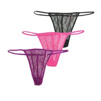 Wholesale 3Pcs Pack Sexy G String Transparent Hollow Out Plus Size XS S M L XL XL XL XL XL Purple Pink Black Lace Panties Thong Women s